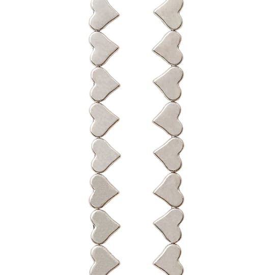 12 Pack: Silver Metal Heart Beads, 6mm by Bead Landing™